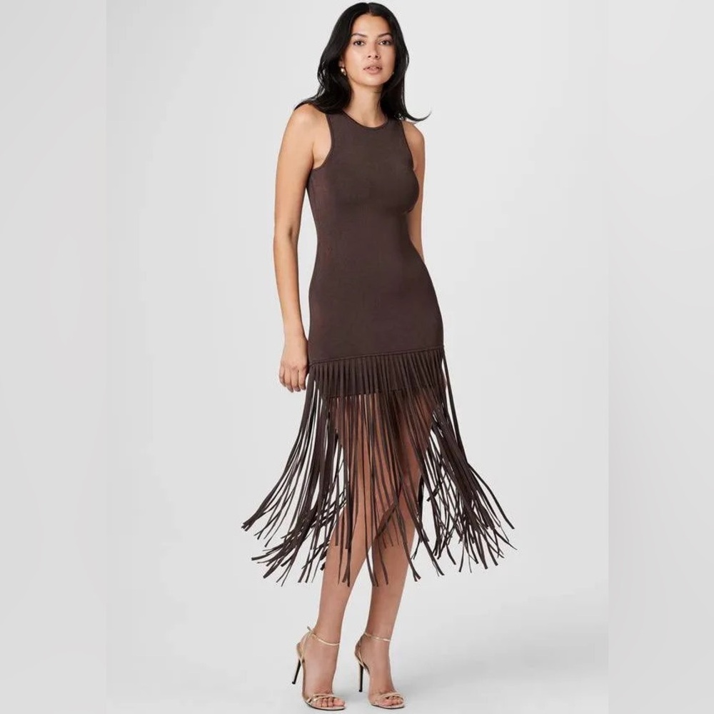 NWT: Toccin Margaux Fringe Hem Dress Brown - US M